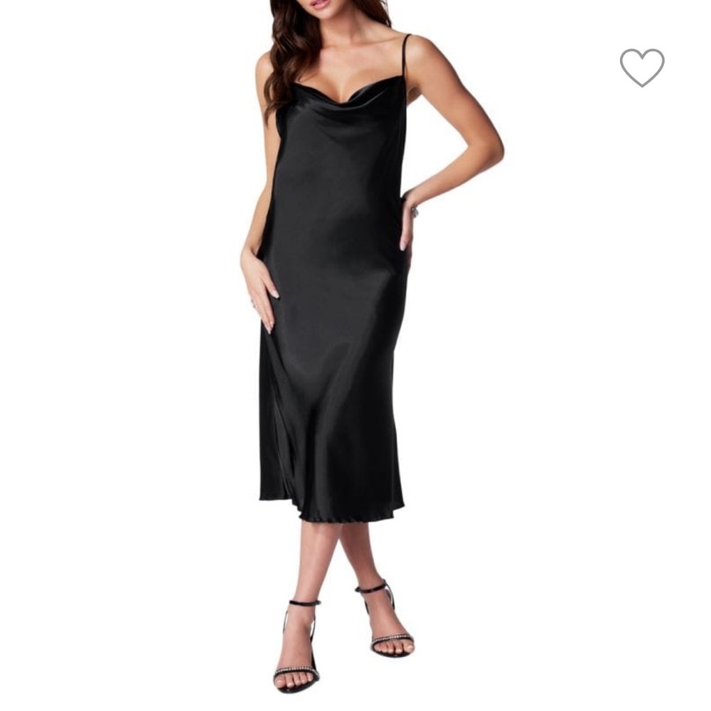Bebe Solid Satin Bias Slip Dress